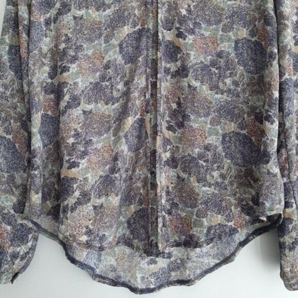 ASTR Flowy Sheer Hi-low Hem Floral Long Sleeve Top Sz S - Picture 4 of 8